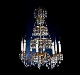 A Fine Antique Russian gilt bronze & cut crystal chandelier