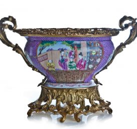 French Louis XV bronze mounted centerpiece.