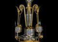 Antique French Neoclassical gilt bronze & silvered bronze chandelier