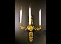 Pr.superb Antique French empire ormolu & paina bronze wall sconces.