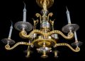 Antique French Neoclassical gilt bronze & silvered bronze chandelier