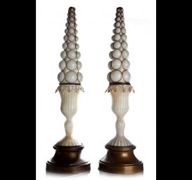 Pr. Art Deco Murano glass lamps.
